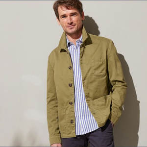 OEM Personnalisé Manches Longues Hommes Toile Col Montant High Street Style 100% Coton Coupe-Vent Imperméable À Capuche Vestes - Product Image 1