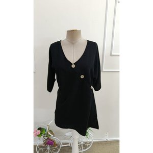 เสื้อเบลาส์คอวีแขนสั้นผู้หญิง รุ่น 34806 - สีดำ - Product Image 6