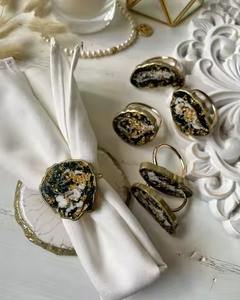 Handmade resin napkin rings with traditional <b>floral</b> engravings for unique and stylish <b>dinner</b> <b>settings</b> - Product Image 3