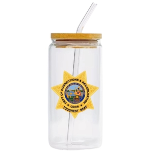 Gobelet en verre avec paille et couvercle en bambou - Product Image 1