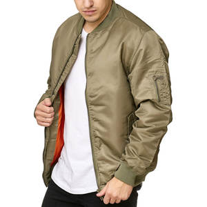 Chaqueta de Bombardero a prueba de viento para hombre con logotipo personalizado Color sólido estilo de calle nuevo diseño de moda con cuello levantado - Product Image 1