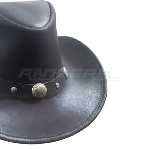 Sombrero de Vaquero de Cuero de Búfalo con Banda de Conchos, Moda para Exteriores, Marca Privada, Sombrero de Cuero para Hombre - Product Image 4