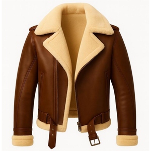 Veste en cuir d'agneau véritable pour homme, conçue pour les performances hivernales, avec doublure en peau de mouton entière et une finition extérieure élégante et intemporelle - Product Image 3