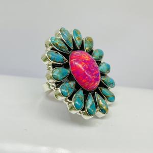 แหวนออโรร่าโอปอลและเทอร์คอยส์แหวนแฟชั่นแหวนแต่งงานแหวนหมั้นแหวนดีไซน์925แหวนเงินสเตอร์ลิง - Product Image 4