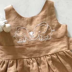 Handmade Embroidered Soft Linen Dress for <b>Baby</b> Girls Casual Style for Toddler's <b>First</b> Birthday OEM Made in Vietnam - Product Image 4