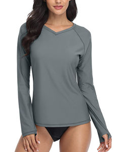 Maillot de bain à manches longues pour femmes, tendance, vente en gros OEM, rash guard, surf, séchage rapide, spandex/polyester, short de bain - Product Image 6