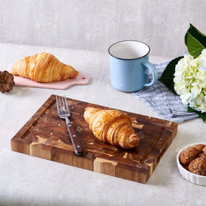 Grande planche à découper en bois d'acacia à grain bout, couleur naturelle premium, design rectangulaire, directement de l'usine - Product Image 2