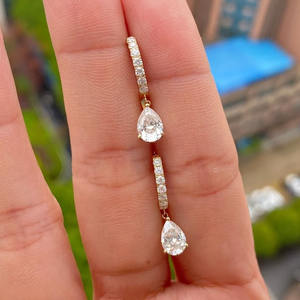 1.80CTW Poire Cut Moissanite Clip Boucles D'oreilles VVS Moissanite Clip Boucles D'oreilles 14k Or Cerceaux Dangle Boucle D'oreille À La Main Diamant Grossiste - Product Image 1