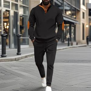 2025 New Trend <b>Men's</b> Sports 2-Piece Set Simple Fashion West Coast Breathable Business Casual <b>Hoodies</b> Sweatshirt for Spring - Product Image 1