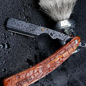 Rasoir droit à manche en bois courbé pour barbier, usage en salon de coiffure et de beauté (visage et corps) - Product Image 6