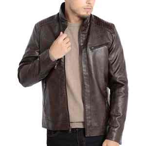 Veste en cuir pour homme de luxe, idéale pour les vêtements décontractés d'extérieur, en cuir véritable, col rabattu, épaisseur standard, automne-hiver - Product Image 3