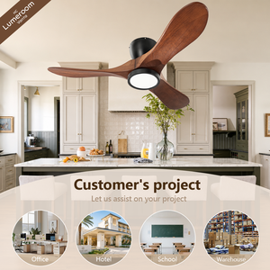 Mid Century Modern 42 Inch <b>Ceiling</b> Fan with <b>Light</b> Solid Wood Blade Design 3 Blade Quiet DC Motor <b>Remote</b> <b>Control</b> for Home - Product Image 3