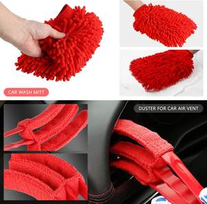 Regalo rosso 24 pezzi in fibra di setola strumento di pulizia <span class=keywords><strong>per</strong></span> <span class=keywords><strong>interni</strong></span>/esterni ruote lavaggio cruscotto Gel pulizia <span class=keywords><strong>auto</strong></span> Set di spazzole - Product Image 2