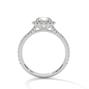 1.0ct Round Brilliant Cut CZ Halo <b>Solitaire</b> <b>Ring</b> 925 Sterling <b>Silver</b> Engagement Band - Product Image 5