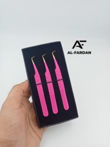 Pinzas de extensión de pestañas de 90 grados con estampado de corazón, acero inoxidable sólido con punta dorada y logotipo láser - Product Image 2