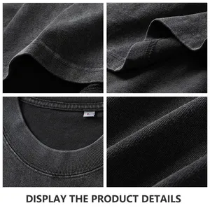 Wholesale Custom Vintage <b>Black</b> Printed Large Graphic <b>Tees</b> Acid Washed T <b>Shirt</b> Men Oversize Crew Neck t <b>Shirts</b> - Product Image 3