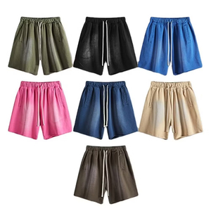 กางเกงขาสั้นผู้ชายแบบขายส่ง ผ้าฝ้าย 100% ทรงเฟรนช์เทอร์รี่ มีเชือกผูก เอวสม็อค สำหรับใส่ลำลองหน้าร้อน รับสกรีนลายตามสั่ง - Product Image 1