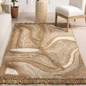 พรมปอกระเจาทรงกลมตกแต่งด้วยขอบกลีบดอกวงกลมสำหรับห้องนั่งเล่นห้องนอนห้องโถงโรงแรมสำนักงาน - Product Image 5