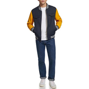 High Street Men's Winter Satin Varsity <b>Jacket</b> for Man New Arrival Design OEM Service Embroidered College <b>Baseball</b> <b>Bomber</b> <b>Jacket</b> - Product Image 4