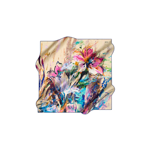Luxury Designer Digital Print Floral Silk <b>Square</b> <b>Scarf</b> for Spring Summer - Product Image 1