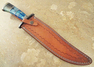 Personalizable DIY supervivencia caza Bowie cuchillo hecho a mano de acero de Damasco con mango resucitado vaina soporte OEM - Product Image 6