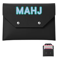 Mahjong-Karten-Tasche, Mahjong-Kartenhalter, Mahjong-Kartenhülle aus Leder, Mahjong-Karten-Clutch-Etui, Schwarz