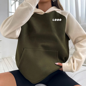 Sudadera con capucha de algodón transpirable de punto grueso para mujer, estilo urbano, personalizada, con estampado frontal, informal, holgada, talla grande - Product Image 1