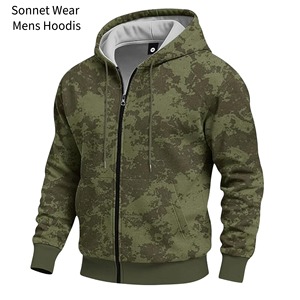 Sweat à capuche camouflage à manches longues pour homme avec poche et fermeture éclair - Product Image 1