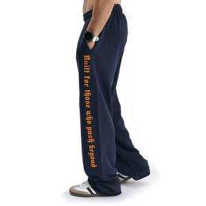 Large jambe droite évasée vierge surdimensionné 100% coton hommes Baggy poids lourd taille haute élastique Streetwear Jogging pantalon de survêtement - Product Image 4