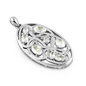 Elegante Colgante de Plata 925 para Mujer con Gema Blanca y Rubí, Chapado en Oro Rosa, Platino y Rodio, Joyería de Lujo - Product Image 1