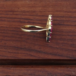 925 Plata chapada en oro Marquesa corte glassfilled rubí declaración anillo Vertical cascada diseño hecho a mano elegancia para mujeres - Product Image 2