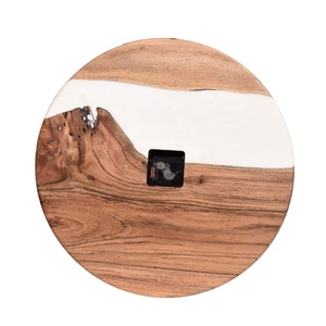 นาฬิกาไม้ติดผนังทำจากเรซินอีพ็อกซี่สีขาวทำมือปรับแต่งภายในนาฬิกาตกแต่งบ้าน - Product Image 2