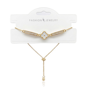 Bracciale a Quadrifoglio Placcato Oro 18K per Donne, in Rame con Zirconia Cubica, Catena Regolabile, Gioiello alla Moda, Idea Regalo - Product Image 5