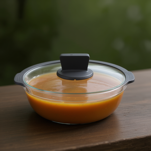 Ambiziosa Glass <b>Pot</b> <b>Lid</b> 16 Cm Transparent Grey Silicone Rim Dishwasher Safe For Soup Stock <b>Pots</b> - Product Image 3
