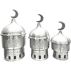 1 pièce Plat de service décoratif traditionnel en laiton argenté, forme dôme, style arabe, pour hotpot, variété unique - Product Image 4
