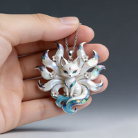 Collier Pendentif Renard à Neuf Queues en Alliage Émaillé Exquis, Tendance et Mignon, Haute Esthétique, Cadeau Unisexe pour Meilleurs Amis et Famille