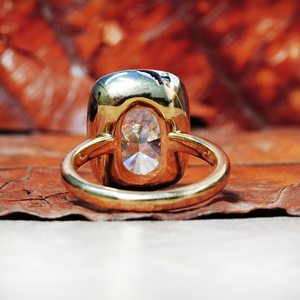 5.0 Ct <b>Cushion</b> Cut Lab Grown Diamond Engagement Ring Bezel Set Yellow Gold CVD IGI Certified 14K Bohemian Style VS Clarity - Product Image 4