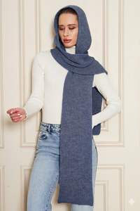 Women's Soft Textured <b>Knitted</b> Hooded <b>Scarf</b> Keeps Warm Stylish and Comfortable Stylish Look Autumn Winter ODM OEM Service - Product Image 2