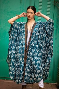 ชุดกิโมโนผ้าฝ้ายลายดอกไม้สีฟ้าสำหรับผู้หญิงชุดนอนลำลองทรงหลวมใส่สบายมีลายพิมพ์ตกแต่งชุดนอน - Product Image 5