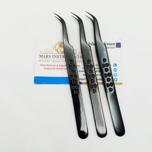 Pince à épiler professionnelle incurvée 'Plasma noir 90 degrés coeur conception extension de cils pointe lisse pointue avec une prise parfaite - Product Image 4