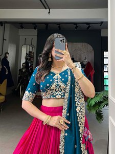 Style traditionnel belle soie tissu demoiselles d'honneur Lehenga Choli Zari impression feuille bordure travail pour indien pakistanais vêtements de mariage - Product Image 3