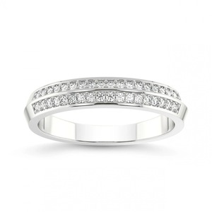 Anillo de Diamantes Uniformes en Hilera, Diamantes Cultivados en Laboratorio, 0.20 Ct Tw, Oro Sólido de 14K, Color FG, Claridad VS, 38 Diamantes, para Ocasiones Especiales - Product Image 2