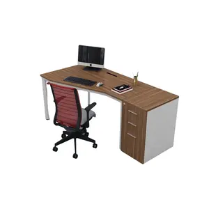 Custom Convenient Multi-Purpose Simple Modern Home Office Metal Table Legs Wood Desktop Work Computer Desk With Drawer Cabinet