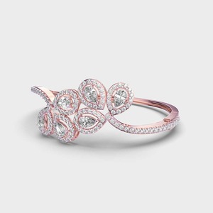 Pulsera Floral con Diamantes en Forma de Pera y Redondos con Certificación IGI en Oro Amarillo/Blanco y Rosa de 14K - Product Image 2