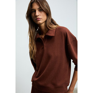 เสื้อสเวตเชิ้ตคอโปโลผ้าเนื้อนุ่มยืดหยุ่นสำหรับผู้หญิง GRIMELANGE SILKEN - Product Image 1