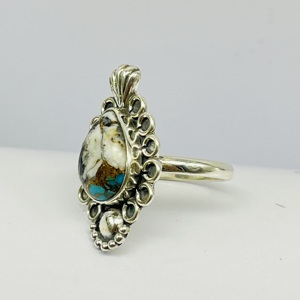 แหวนเงินสเตอร์ลิงทำมือแหวน925แหวนดีไซน์เนอร์แหวนสำหรับเธอแหวนสวยโบฮีเมียของขวัญพลอยเทอร์ควอยซ์ไอเดีย - Product Image 2