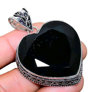 Pendentif en pierre d'onyx noir vintage avec fermoir en laiton 20 mm pour prix de gros & MANGALMAY CORPORATION - Product Image 2