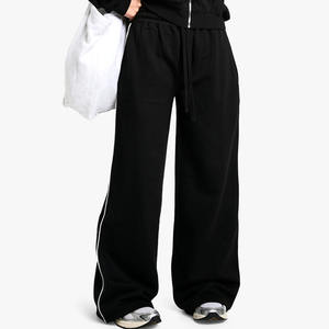 Nuevo diseño de detalle de tuberías con cremallera a través de chándal de pierna recta para mujer con capucha y Jogger conjunto de 2 piezas para gimnasio informal y ropa deportiva - Product Image 6