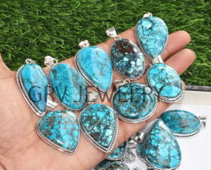 Venta al por mayor Lote Hecho a mano Étnico 925 Plata Esterlina Bohemio Grado Superior Colgantes Magnesita Turquesa Piedra Preciosa Joyería Compromiso - Product Image 2