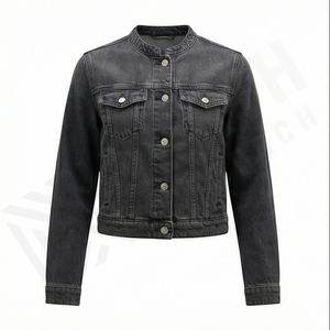 Wholesale Denim <b>Jacket</b> Spring Autumn New Fashion Coat Solid Customized Color Jean Long Sleeved Pocket Short <b>Tweed</b> <b>Women</b> - Product Image 1